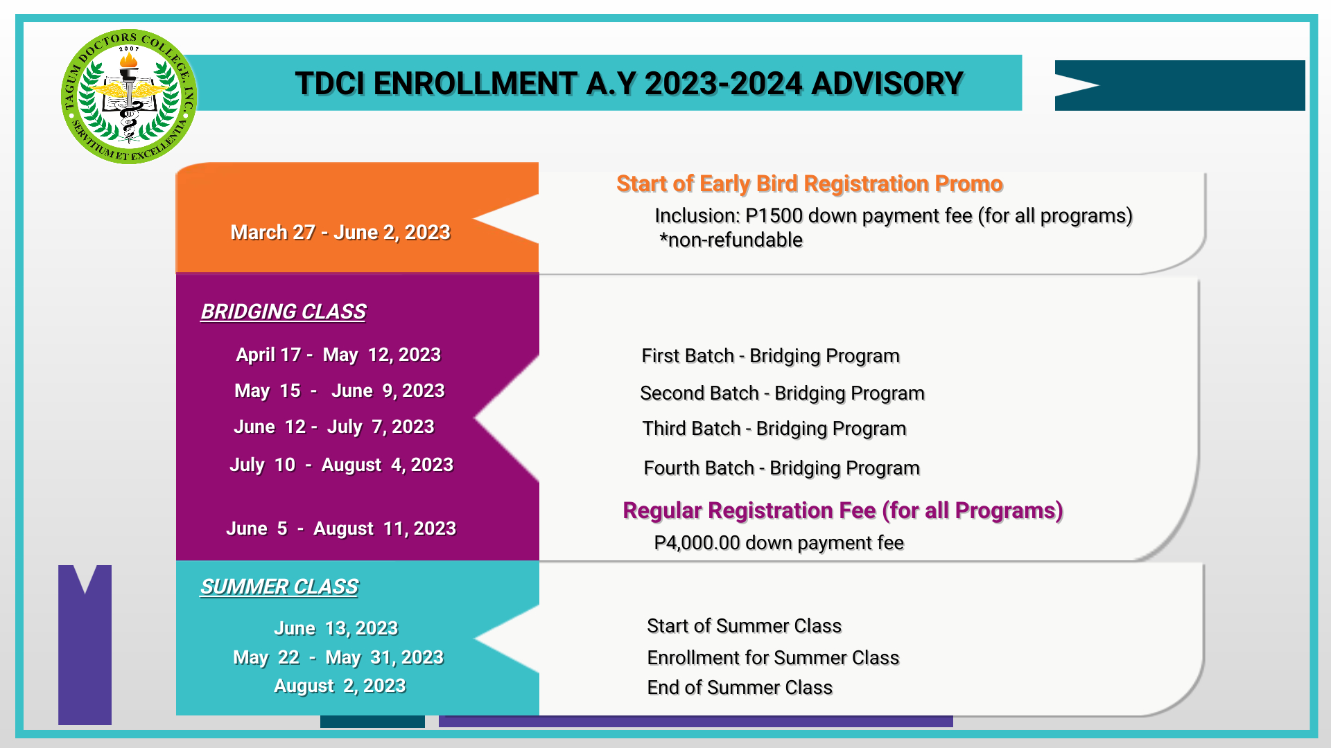 TDCI opens enrollment for A.Y. 20232024 with Early Bird Promo! Tagum